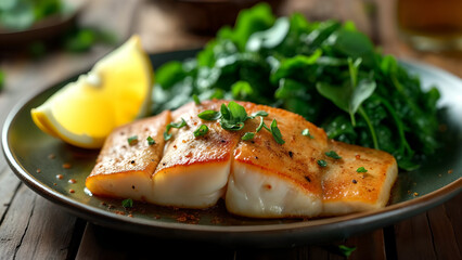 Gourmet Muksun Fish Fillet with Saut&Icirc;ed Spinach