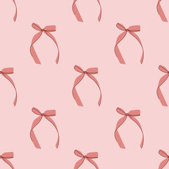 A seamless pattern with pink bows for Valentine's Day or a birthday. A cute and delicate bow design for decor, gift wrapping paper, textiles, and wallpapers