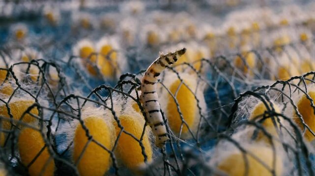 Silkworm Searching for the Perfect Spot to Spin Its Cocoon