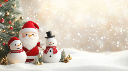 Santa Claus and Snowman Cartoon Spreading Christmas Cheer.Cute Christmas Cartoon: Santa and Snowman in Winter Wonderland.A Whimsical Christmas Cartoon Scene