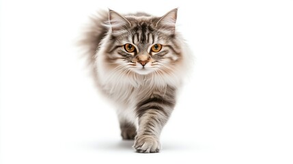 Obraz premium Fluffy Siberian Cat Walking towards the Camera
