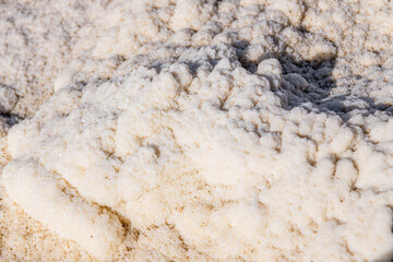 Close up on salt formations of Qarhan or Chaerhan lake around Golmud city, Qinghai, China