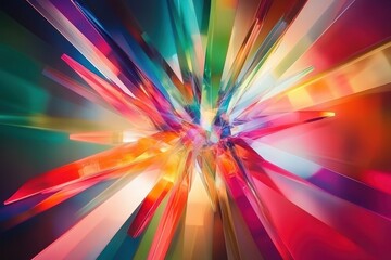 Colorful Explosion of Light and Colorful Shapes in Abstract Dreamlike Background