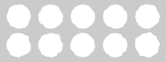 Set of jagged, round piece, ripped papers silhouettes vector illustration