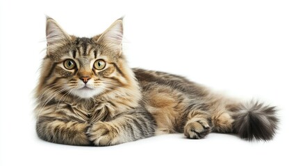 Graceful Young Siberian Forest Cat in Relaxed Pose