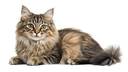 Lovely Young Siberian Forest Cat Sitting Gracefully