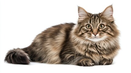 Adorable Young Siberian Forest Cat Sitting Gracefully