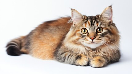 Obraz premium Beautiful Young Female Siberian Cat with Colorful Fur