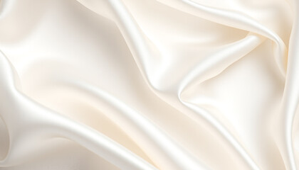 Silky satin fabric backdrop with elegant waves and golden shine