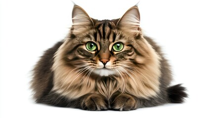 Intense Gazing Siberian Cat Portrait
