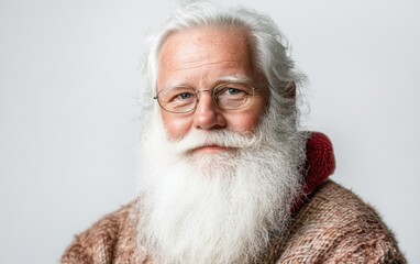 Obraz premium classic santa close-up portrait christmas new year white background