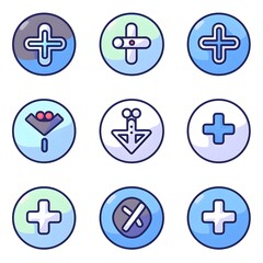 Colorful abstract icons featuring positive symbols and designs.