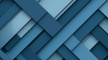 Fototapeta premium Abstract geometric background featuring overlapping diagonal blue bands with subtle drop shadows.