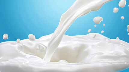 Milk Splash with Blue Background