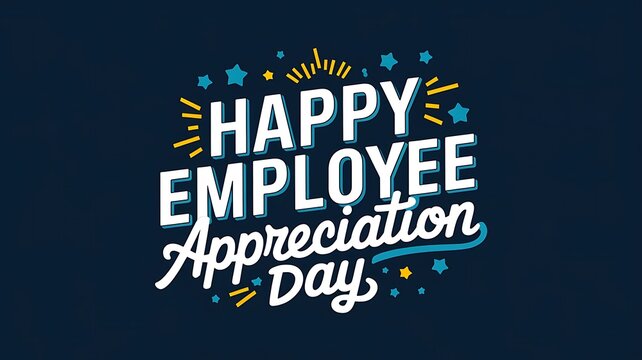 High-Contrast Employee Appreciation Day Greeting Card Design with Bold Typography and Festive Confetti Elements