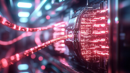 Ai generated visualization of advanced network technology digital space 3d render futuristic...