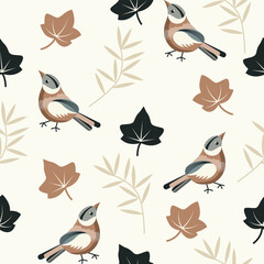 warbler patterns amidst the autumn flat design boho color tone 