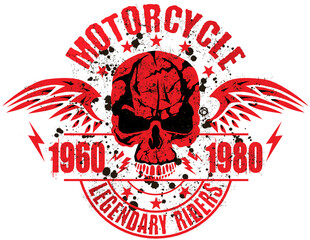 Tete de mort motorcycle skull crane aile motard legendary riders 1960 1980