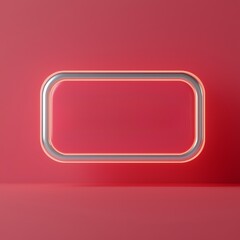 Special offer membership concept. Neon rectangular frame against a vibrant red background.