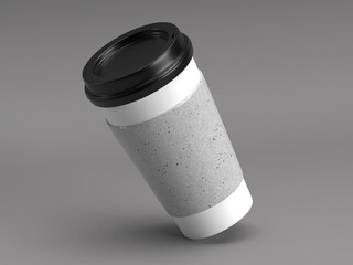White Blank Tilted Coffee Cup with Lid Medium Size Mockup