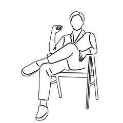 man sitting on chair sketch, outline vector