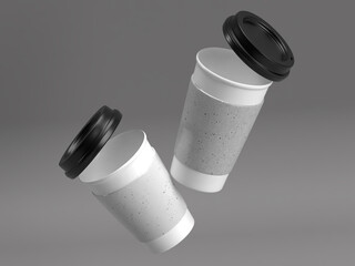 White Blank Floating Coffee Cups with Black Lid