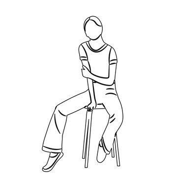 recommend clip art: woman sitting on chair sketch, outline vector