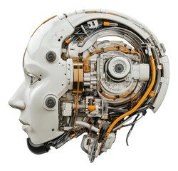 Fototapeta premium Futuristic robotic head with intricate mechanical components
