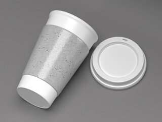 Blank White Coffee Cup with Removable Lid Mockup