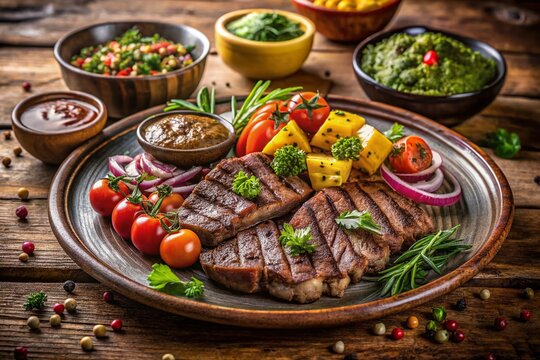 Freshly Grilled Beef Jo Karubi Served on a Rustic Plate with Garnishes and Side Dishes, Capturing the Juiciness and Flavor of this Popular Korean Barbecue Dish