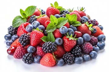 Fresh Summer Berries Strawberries, Blueberries, Blackberries, Raspberries, and Mint