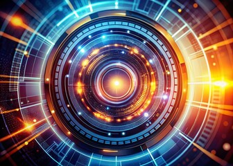 Obraz premium Futuristic Abstract Technology Background with Digital Circles and High-Tech Interface Design for Modern Digital Aesthetics and Innovative Concepts