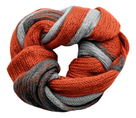 PNG Knitted scarf in orange and gray colors