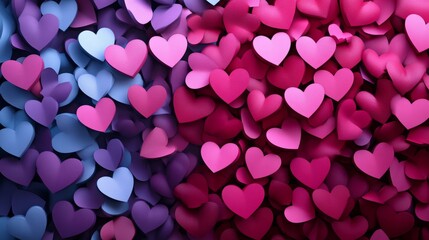 3d render of multicolored heart background: perfect valentine’s day wallpaper with pink love hearts