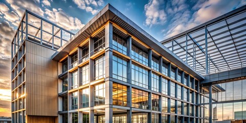 Minimalist Photography of Modern Building Construction Showcasing Sleek Lines, Geometric Shapes, and Industrial Elements for Architectural Aesthetics and Urban Development Visuals