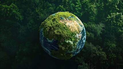 Earth Emerging from a Lush Forest