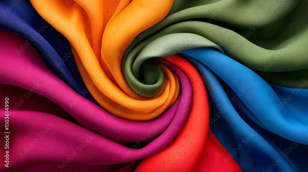 Aufkleber a vibrant swirl of colorful fabric showcasing rich textures and hues, creating a visually striking p