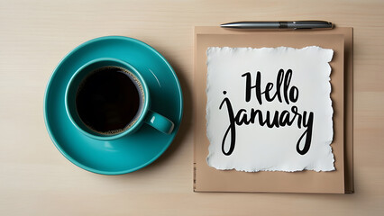 Hello January message lettering season greeting text