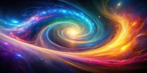 Obraz premium Colorful waves of light creating a cosmic nebula swirl, cosmic, colorful, waves, light, nebula, swirl, space, abstract