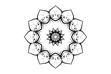 Geometric Mandala Design with Star Motif and Detailed Concentric Circles
