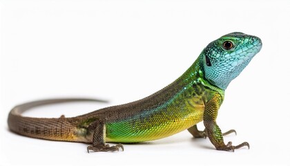 green lizard on white background