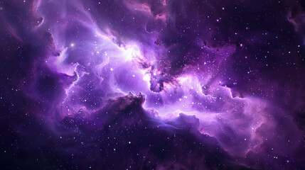 Twinkling Stars and Purple Nebula in Deep Space