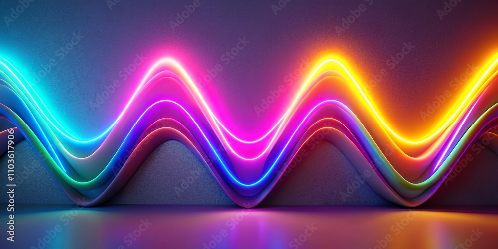 Poster futuristic wavy background with vibrant line stripe patterns representing energy waves and technolog