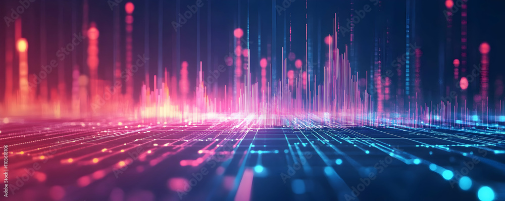 Poster abstract digital data visualization network landscape