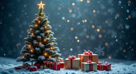Obraz premium christmas tree with gift boxes