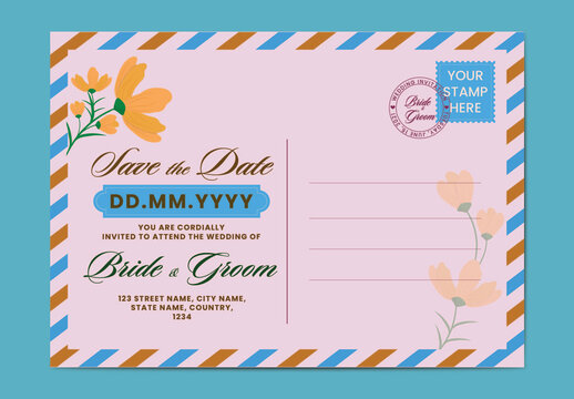 Floral Save the Date Post Card