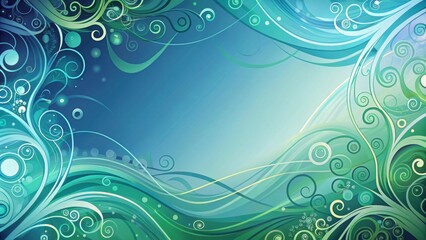 Abstract background in shades of blue and green with swirls and curves, abstract, background, blue, green, design, art, texture