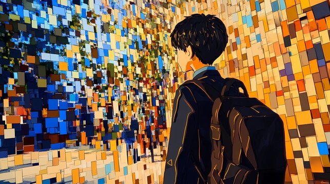 Youth with backpacks, an adaptable theme for advertising, social media, or design content related to school or exploration