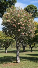 Naklejka premium Acacia Tree Woody plant with small fragrant flowers and thorny branches common in tropical and subtropical regions