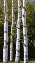 Naklejka premium Birch Tree Elegant deciduous tree with white peeling bark common in northern climates